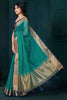 Beautiful Sea Green Beads Work Jacquard Wedding Wear Saree With Blouse