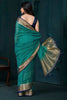 Beautiful Sea Green Beads Work Jacquard Wedding Wear Saree With Blouse