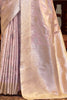Alluring Lilac Color Zari Weaving Satin Silk Function Wear Saree
