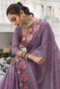 Fabulous Purple Embroidered Silk Festival Wear Saree With Blouse