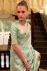 Fantastic Pista Green Zari Weaving Satin Silk Festival Wear Saree