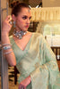 Fantastic Pista Green Zari Weaving Satin Silk Festival Wear Saree