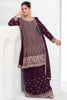 Magnetic Wine Embroidered Chinon Event Wear Palazzo Suit