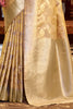 Marvelous Yellow Zari Weaving Satin Silk Event Wear Saree With Blouse
