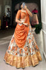 Awesome Orange Floral Print Dola Silk Function Wear Lehenga Choli