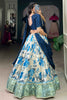 Marvelous Navy-Blue Floral Print Dola Silk Wedding Wear Lehenga Choli