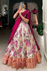 Gorgeous Rani Pink Floral Print Dola Silk Traditional Lehenga Choli