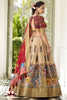 Lovable Cream Kalamkari Print Dola Silk Festive Wear Lehenga Choli