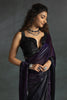 Wonderful Dark Purple Diamond Work Satin Party Wear Pre-Stitched Saree