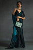 Alluring Teal Blue Diamond Work Satin Party Wear Pre-Stitched Saree