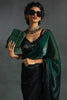 Stunning Green Diamond Work Satin Party Wear Pre-Stitched Saree