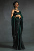 Stunning Green Diamond Work Satin Party Wear Pre-Stitched Saree