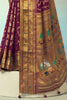 Breathtaking Wine Zari Weaving Georgette Wedding Wear Saree 