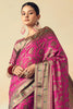 Amazing Rani Pink Zari Weaving Georgette Reception Wear Saree