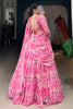 Dazzling Pink Printed Georgette Party Wear Lehenga Choli