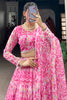 Dazzling Pink Printed Georgette Party Wear Lehenga Choli