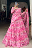 Dazzling Pink Printed Georgette Party Wear Lehenga Choli