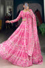 Dazzling Pink Printed Georgette Party Wear Lehenga Choli