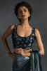 Dazzling Dusty Blue Diamond Work Satin Party Wear Pre-Stitched Saree