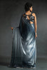 Dazzling Dusty Blue Diamond Work Satin Party Wear Pre-Stitched Saree