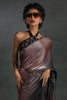 Incredible Rose Gold Diamond Work Satin Party Wear Pre-Stitched Saree
