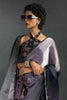 Surprising Lavender Diamond Work Satin Party Wear Pre-Stitched Saree