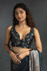 Astonishing Grey Diamond Work Satin Party Wear Pre-Stitched Saree