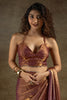 Lovable Rose Gold Satin Party Wear Pre-Stitched Saree With Blouse
