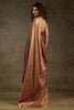 Lovable Rose Gold Satin Party Wear Pre-Stitched Saree With Blouse