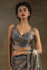 Adorable Grey Diamond Border Satin Party Wear Pre-Stitched Saree