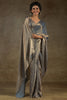 Adorable Grey Diamond Border Satin Party Wear Pre-Stitched Saree