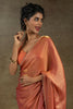 Tantalizing Peach Diamond Border Satin Party Wear Pre-Stitched Saree