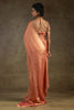 Tantalizing Peach Diamond Border Satin Party Wear Pre-Stitched Saree