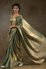 Marvelous Teal Blue Diamond Border Satin Party Wear Pre-Stitched Saree