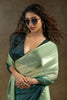 Stunning Light Green Chiffon Event Wear Pre-Stitched Saree With Blouse