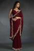 Delightful Maroon Zarkan Work Satin Silk Function Wear Saree