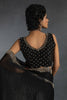Enjoyable Black Hand Work Satin Silk Party Wear Saree With Blouse