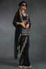 Enjoyable Black Hand Work Satin Silk Party Wear Saree With Blouse