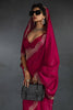 Alluring Rani Pink Zarkan Work Satin Silk Event Wear Saree With Blouse