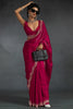 Alluring Rani Pink Zarkan Work Satin Silk Event Wear Saree With Blouse