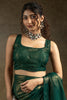 Fascinating Green Chiffon Party Wear Pre-Stitched Saree With Blouse