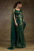 Fascinating Green Chiffon Party Wear Pre-Stitched Saree With Blouse