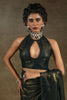 Alluring Olive-Green Chiffon Party Wear Pre-Stitched Saree With Blouse