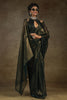 Alluring Olive-Green Chiffon Party Wear Pre-Stitched Saree With Blouse