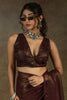 Glamorous Brown-Color Chiffon Pre-Stitched Saree With Blouse