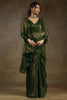 Captivating Green Chiffon Pre-Stitched Saree With Blouse