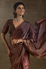 Alluring Dark Brown Plain Shaded Satin Casual Wear Saree With Blouse
