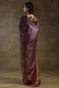 Alluring Dark Brown Plain Shaded Satin Casual Wear Saree With Blouse