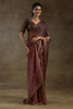 Alluring Dark Brown Plain Shaded Satin Casual Wear Saree With Blouse