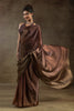 Awesome Brown Plain Shaded Satin Casual Wear Saree With Blouse